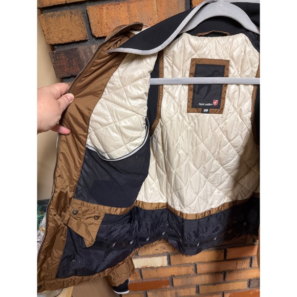 Toni Sailer Quilted Hooded Jacket Brown Metallic Ski Snowboard Womens Size 38 - Picture 6 of 13